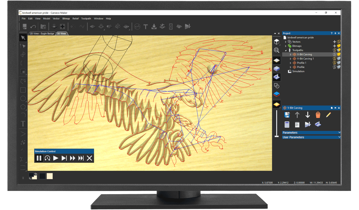 Previewing cuts with the material simulation