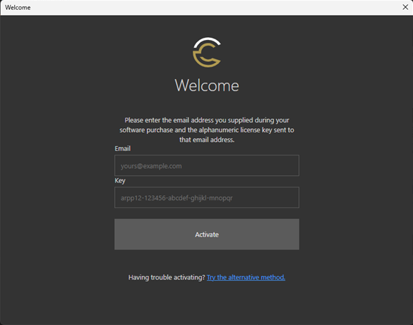 Carveco software Welcome screen