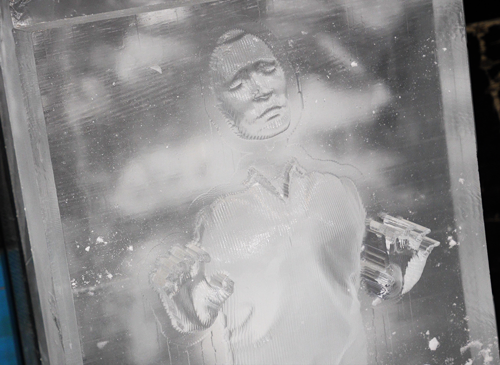 Portrait Still 2 An ice carving of Han Solo.
