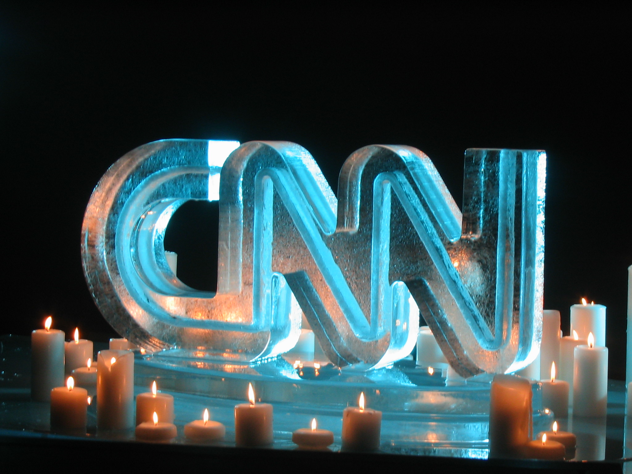 cnn 2 CNN logo ice sculpture carved by a CNC machine